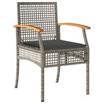 vidaXL Ensemble à manger de jardin et coussins 7 Pièces gris rotin