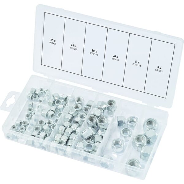 Ks tools assortiment d'écrous autobloquants unc 100 pcs
