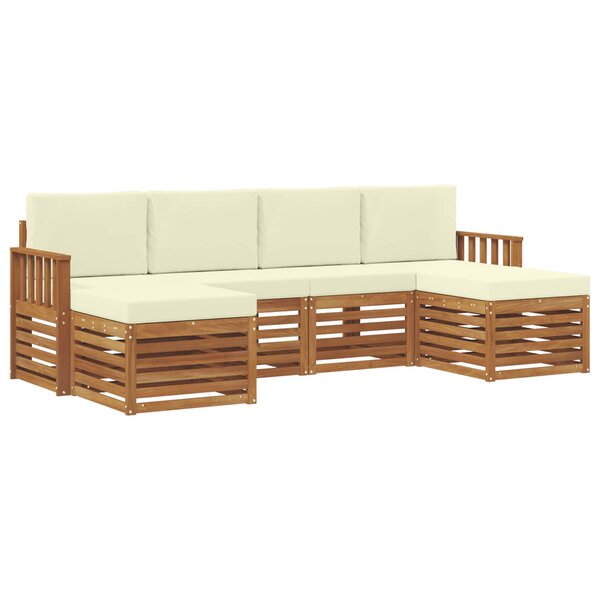 vidaXL Ensemble de canapés d'extérieur 6 pc Naturel et Crème