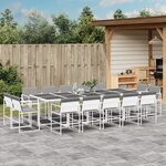 vidaXL Ensemble à manger de jardin avec coussins 15Pièces blanc textilène