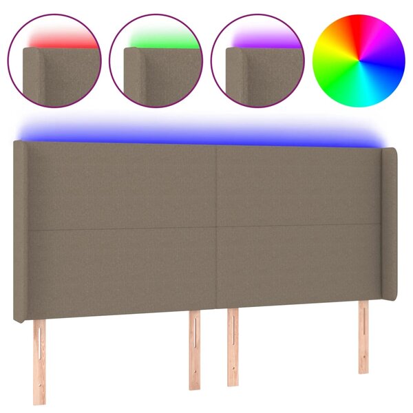 vidaXL Tête de lit à LED Taupe 183x16x118/128 cm Tissu