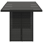 vidaXL Table de jardin avec dessus en verre noir résine tressée