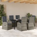 vidaXL Ensemble de salle à manger de jardin 7 pièces avec coussins Rattan synthétique gris
