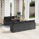 vidaXL Ensemble de canapé de jardin 8 Pièces Noir Poly rotin