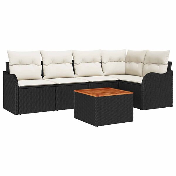 vidaXL Ensemble de canapé de jardin 6 Pièces Noir et blanc