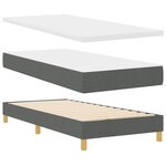 vidaXL Lit à ressort LED avec matelas Gris foncé 90 x 190 cm tissu