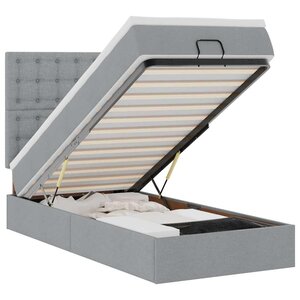 vidaXL Lit ottoman avec matelas et LED Gris clair 80x200cm tissu