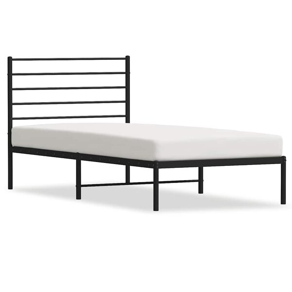 vidaXL Cadre de lit métal sans matelas avec tête de lit noir 90x200 cm