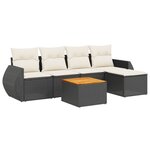 vidaXL Salon de jardin 6 Pièces avec coussins noir résine tressée