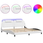 vidaXL Cadre de lit Viana avec LED sans matelas blanc 200x200 cm