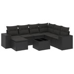 vidaXL Salon de jardin 8 Pièces avec coussins noir résine tressée