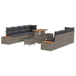 vidaXL Ensemble de canapé de jardin avec coussin 11 Pièces Gris