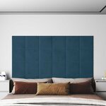 vidaXL Tête de lit murale 12 Pièces Bleu Velours