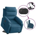 vidaXL Fauteuil inclinable électrique bleu velours