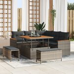 Ensemble de Canapé de Jardin vidaXL 8 pièces avec Coussins Gris Rotin Synthétique