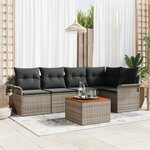 Ensemble de 6 Canapés de Jardin vidaXL avec Coussins en Gris Poly Rattan Acacia