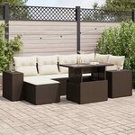 vidaXL Salon de jardin avec coussins 7 Pièces marron résine tressée