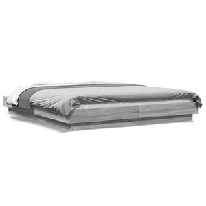 vidaXL Cadre de lit et lumières LED sans matelas sonoma gris 150x200cm