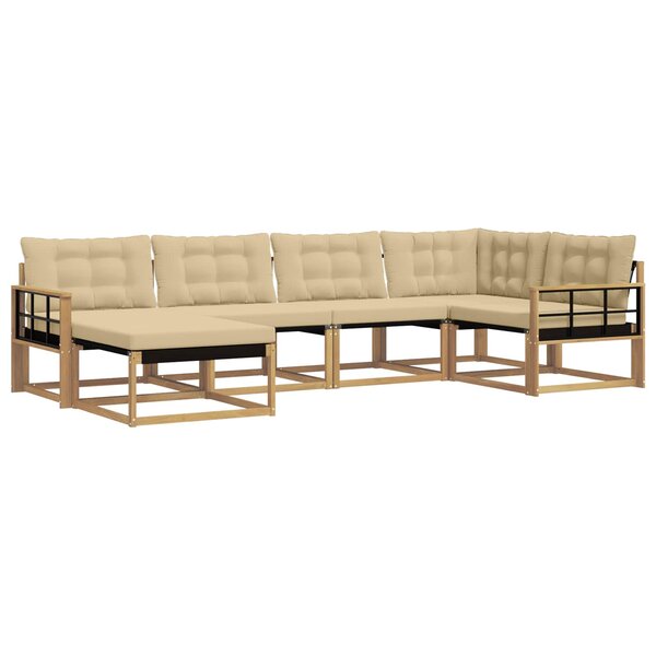 vidaXL Ensemble de canapés d'extérieur 6 pc Blanc et Beige