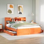vidaXL Lit bibliothèque sans matelas cire marron 180x200 cm pin massif