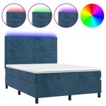 vidaXL Sommier à lattes de lit avec matelas LED Bleu foncé 140x200 cm
