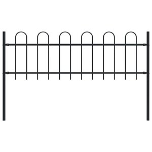 vidaXL Clôture de jardin avec dessus en cerceau Acier 1 7 m Noir