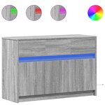 vidaXL Meuble TV avec LED sonoma gris 91x34x61 cm bois d'ingénierie