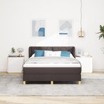 Lit Box Spring vidaXL avec Matelas - Marron Foncé  140x190 cm  Tissu