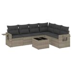 vidaXL Salon de jardin avec coussins 7 Pièces gris clair résine tressée