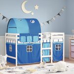 vidaXL Lit mezzanine enfants avec tunnel sans matelas bleu 80x200 cm