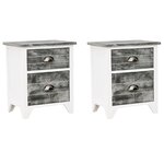 vidaXL Table de chevet 2 Pièces avec 2 tiroirs Gris et blanc
