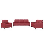 vidaXL Ensemble de canapés 3 Pièces et coussins Rouge bordeaux Similicuir