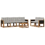 vidaXL Ensemble de canapés d'extérieur 7 Pièces Naturel et gris clair