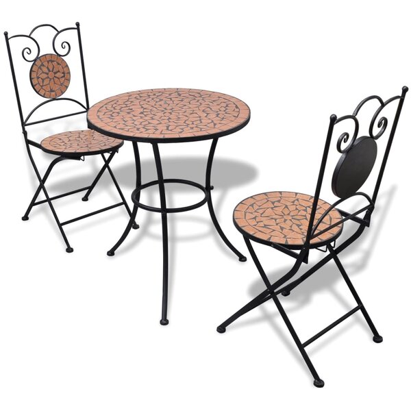 vidaXL Ensemble de bistro 3 Pièces Carreaux céramiques Terre cuite