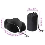vidaXL Oreiller de Voyage pour le Cou Noir 27 x 26 x 14 cm Velours
