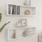 vidaXL Étagères cube murales 2 Pièces blanc brillant bois d'ingénierie