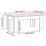 vidaXL Table basse chêne artisanal 100x60x42 cm bois d'ingénierie