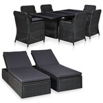 vidaXL Ensemble à manger d'extérieur 9 Pièces Résine tressée Noir