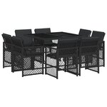 vidaXL Ensemble à manger de jardin 9Pièces coussins noir résine tressée