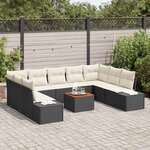 vidaXL Ensemble de canapé de jardin 10 Pièces Noir et blanc