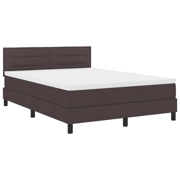 vidaXL Lit box spring avec matelas et LED Marron foncé 140x200 cm Tissu