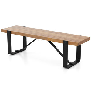 Banc d'entrée de 152 5 cm de long avec structure métallique rangement à chaussures rustique en bois capacité de charge 300 kg naturel 20_0007794