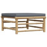 vidaXL Repose-pied de jardin avec coussin gris foncé Bambou