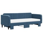 vidaXL Lit de jour avec lit gigogne et matelas bleu 90x200 cm velours
