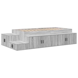 vidaXL Cadre de lit avec rangement Gris Sonoma 75 cm Bois d'ingénierie