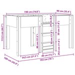 vidaXL Lit Superposé pour Enfants avec stockage Chêne fumé 90 x 190 cm