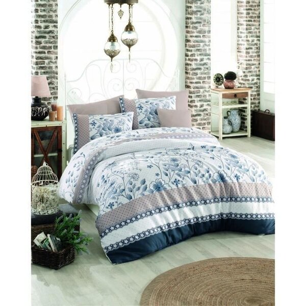 Parure de lit - housse de couette 220 x 240 + 2 taies d'oreiller 60 x 60 coton renforcé - Bleu
