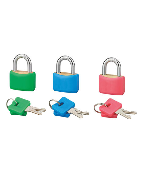 SP - Lot de 3 cadenas SP COLOR  30 mm  s'entrouvrant  anse acier cémenté  6 clés - SP