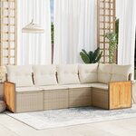 vidaXL Salon de jardin avec coussins 5 Pièces beige résine tressée