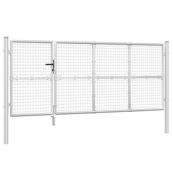 vidaXL Portal de jardin maille argenté 350x175 cm acier galvanisé